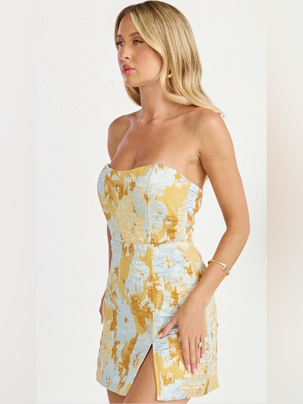 Showpo USA Size 6 Mini Yellow & Light Blue Dress - Picture 3 of 11